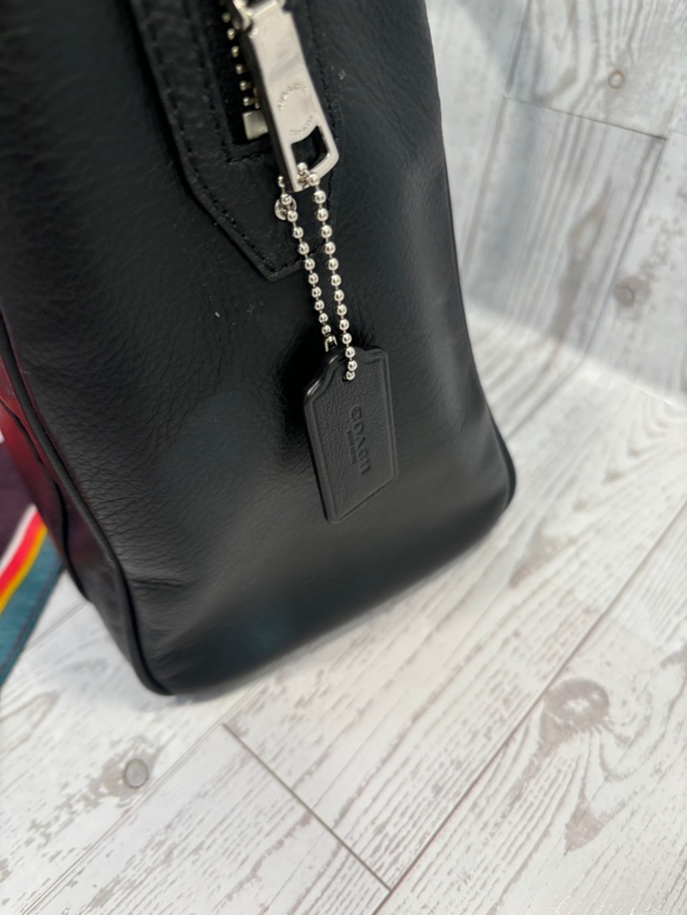 Coach Black Leather Tote with Silver Hardware - Picture 8 of 15
